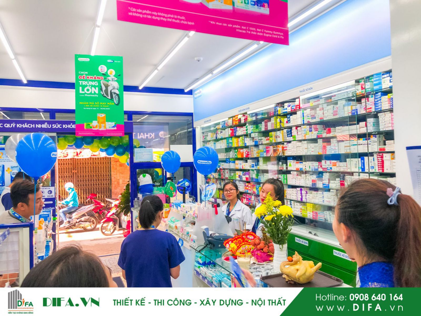 Thi công nhà thuốc Pharmacity số 419 -630 Bà Hạt | Nội thất Diệp Gia