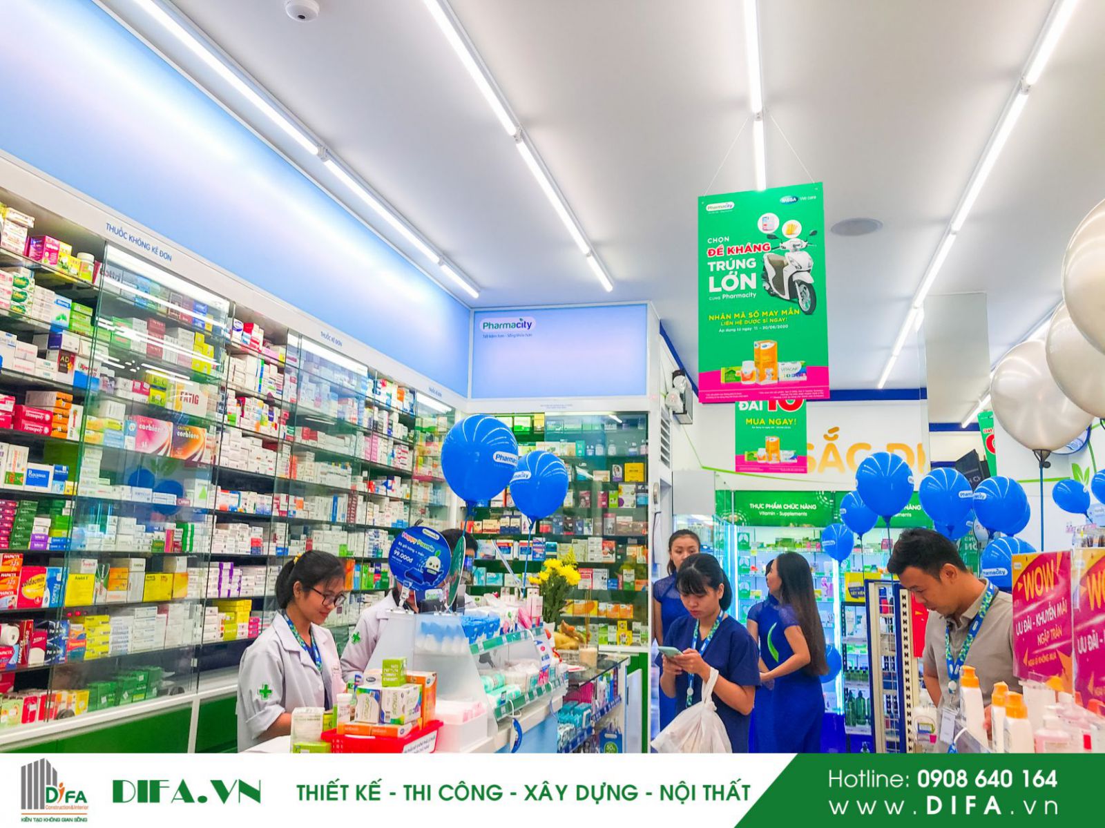 Thi công nhà thuốc Pharmacity số 419 -630 Bà Hạt | Nội thất Diệp Gia