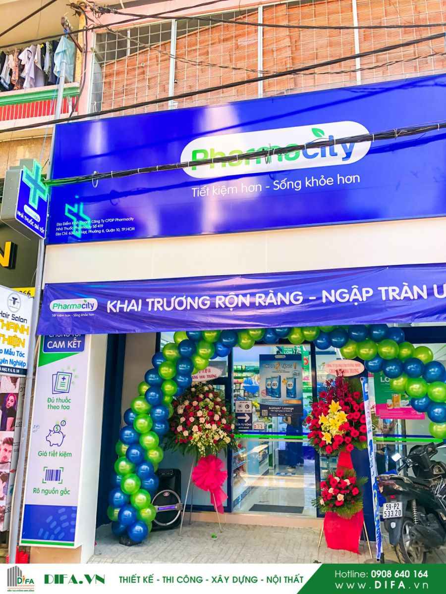 Thi công nhà thuốc Pharmacity số 419 -630 Bà Hạt | Nội thất Diệp Gia